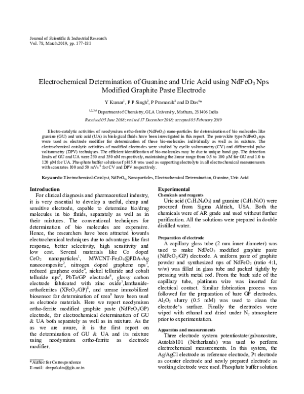 (PDF) Electrochemical Determination of Guanine and Uric Acid using ...
