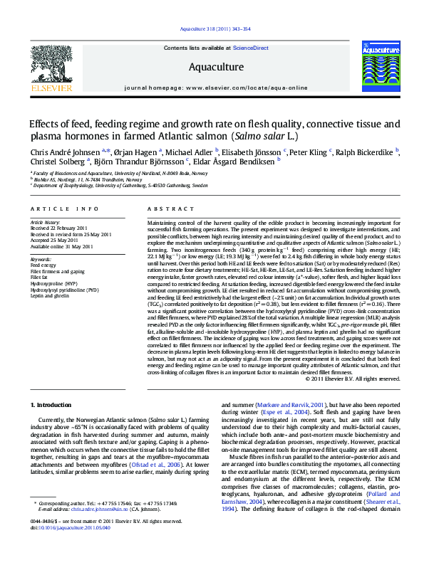 (PDF) Effects of feed, feeding regime and growth rate on flesh quality ...