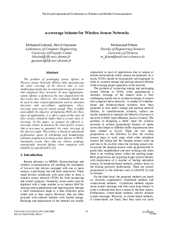 (PDF) a-Coverage Scheme for Wireless Sensor Networks