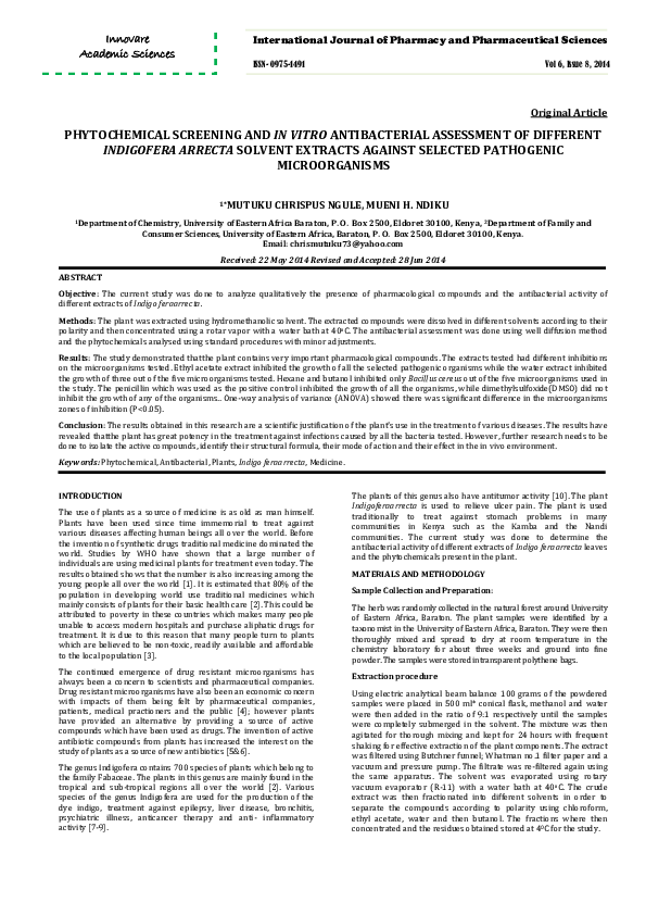(PDF) PHYTOCHEMICAL SCREENING AND IN VITRO ANTIBACTERIAL ASSESSMENT OF ...
