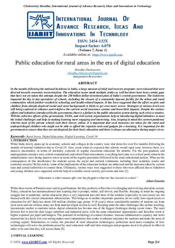 (PDF) Public education for rural areas in the era of digital education
