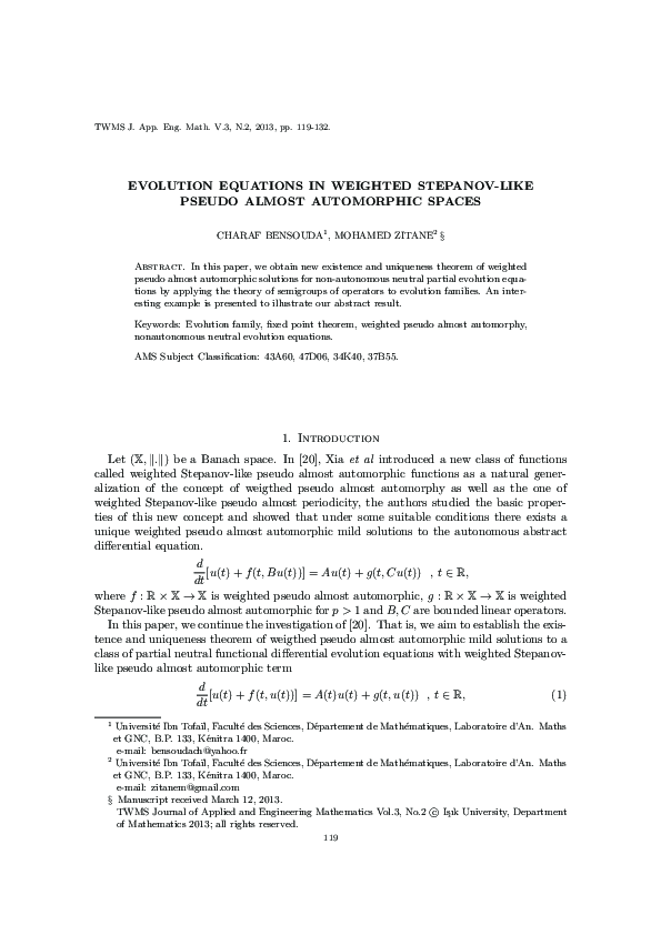 (PDF) Evolution equations in weighted Stepanov-like pseudo almost ...