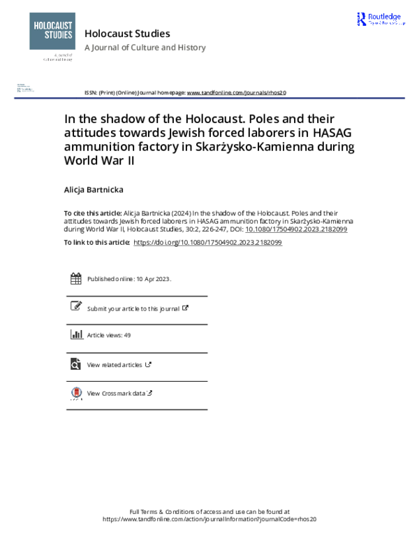(PDF) In the shadow of the Holocaust. Poles and their attitudes towards ...