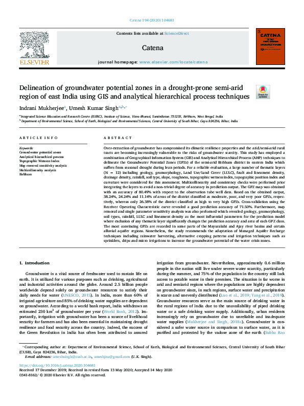 (PDF) Delineation of Groundwater Potential Zones in Hard Rock Terrain ...