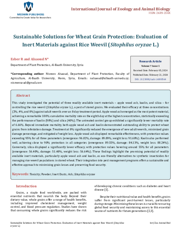 (PDF) Sustainable Solutions for Wheat Grain Protection: Evaluation of ...