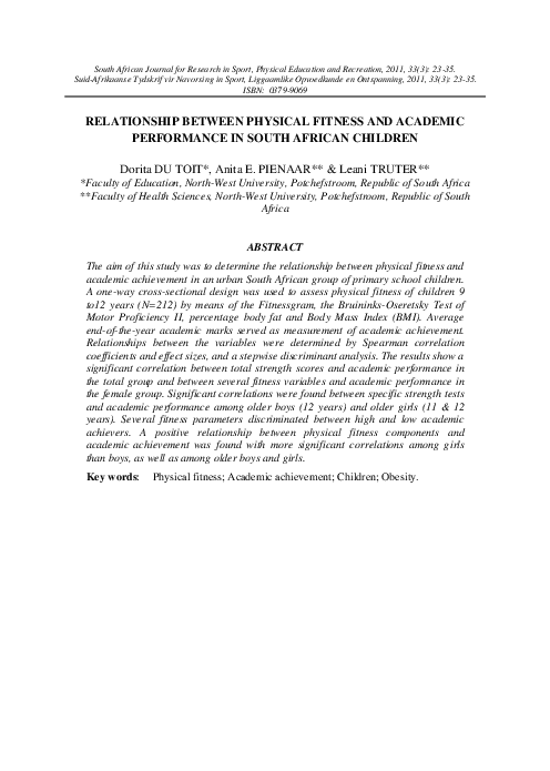 (PDF) Relationship Between Physical Fitness and Academic Performance in ...