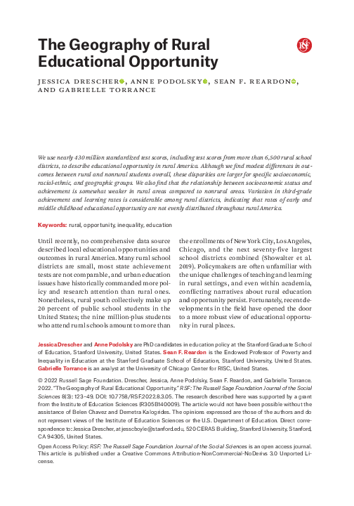 (PDF) The Geography of Rural Educational Opportunity