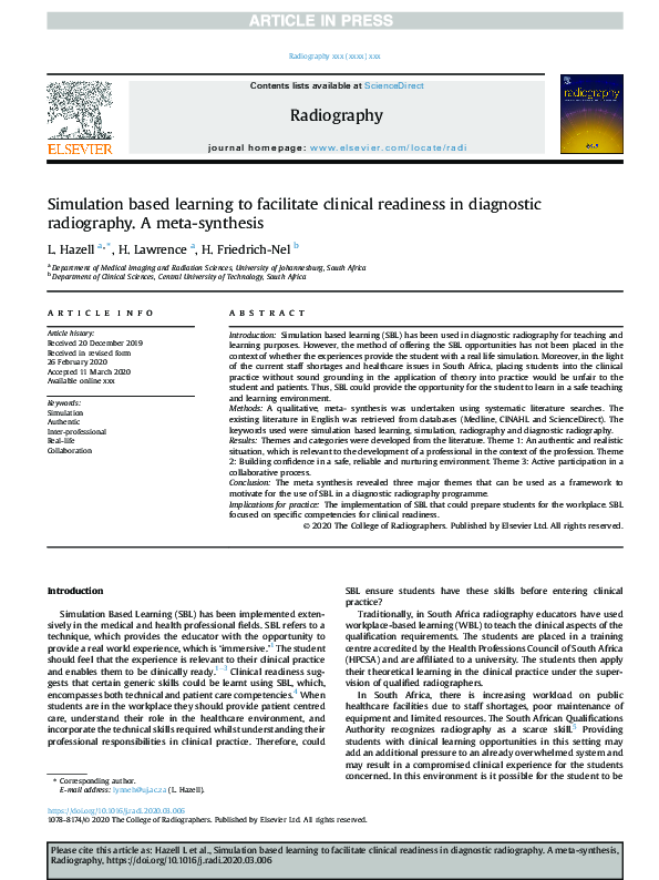 (PDF) Simulation based learning to facilitate clinical readiness in ...