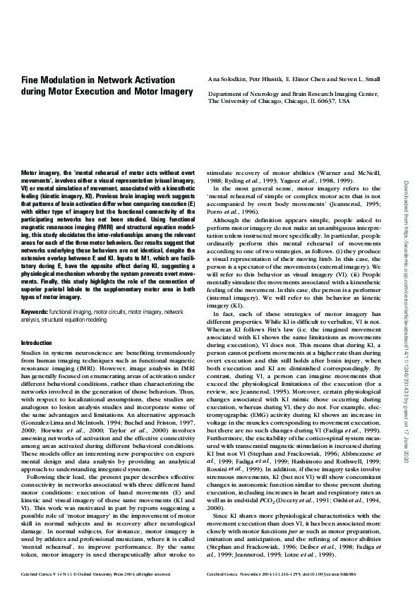 (PDF) Fine Modulation in Network Activation during Motor Execution and ...