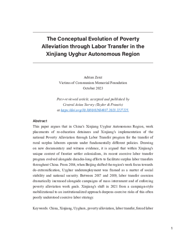 (PDF) The Conceptual Evolution of Poverty Alleviation through Labor ...