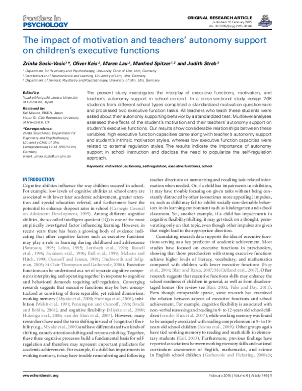 (PDF) The impact of motivation and teachersâ€™ autonomy support on ...