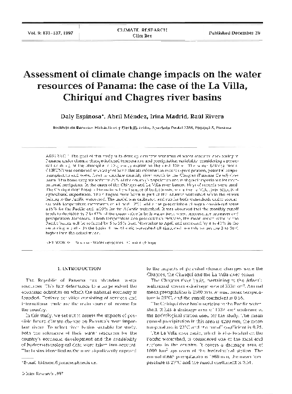 (PDF) Assessment of climate change impacts on the water resources of ...