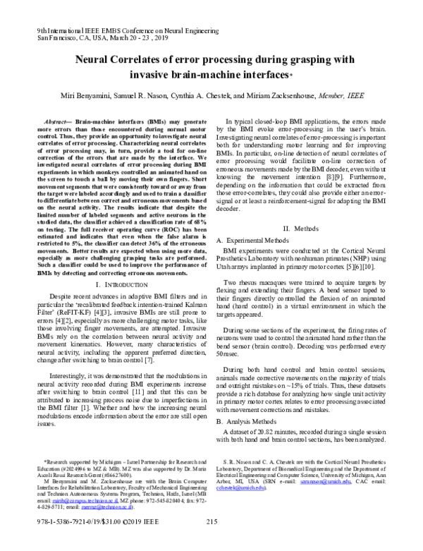(PDF) Neural Correlates of error processing during grasping with ...