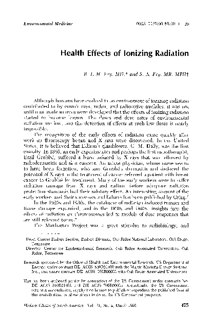 (PDF) Health effects of ionizing radiation