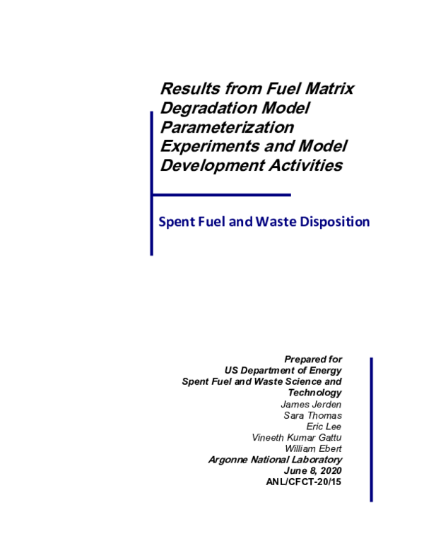 (PDF) Results from Fuel Matrix Degradation Model Parameterization ...