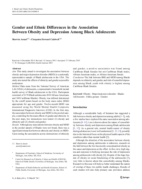 (PDF) Gender and Ethnic Differences in the Association Between Body ...