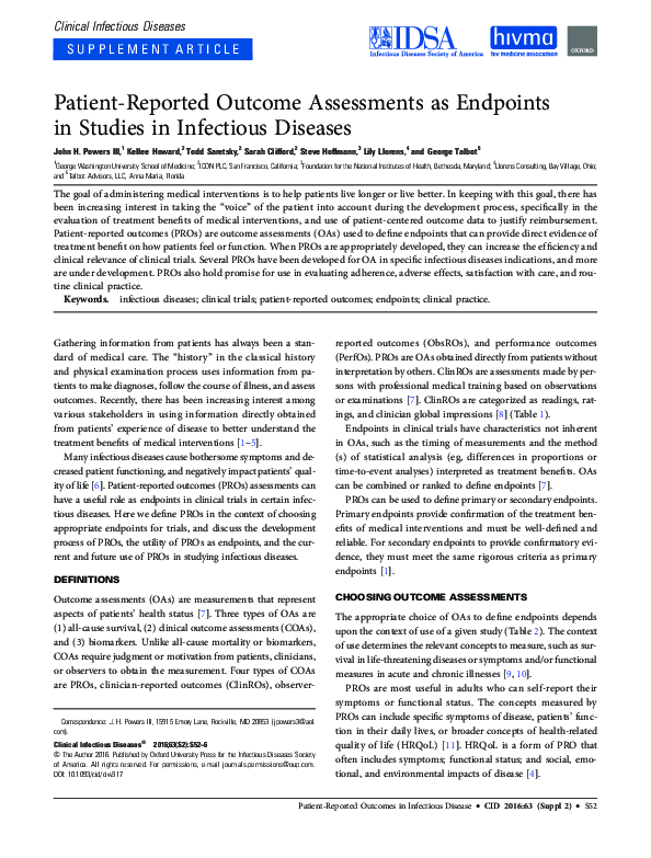 (PDF) Patient-Reported Outcome Assessments as Endpoints in Studies in ...