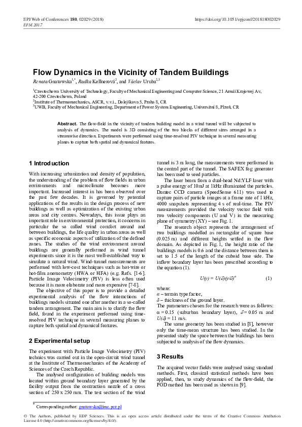 (PDF) Flow Dynamics in the Vicinity of Tandem Buildings