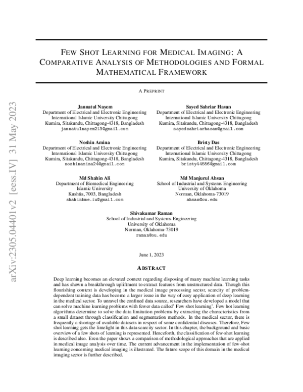 (PDF) Few Shot Learning for Medical Imaging: A Comparative Analysis of ...