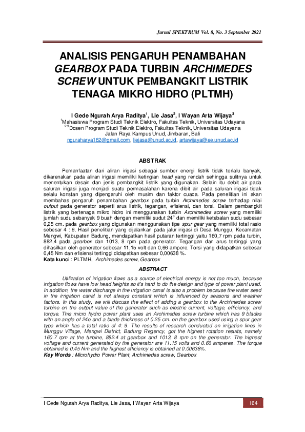 (PDF) Analisis Pengaruh Penambahan Gearbox Pada Turbin Archimedes Screw ...