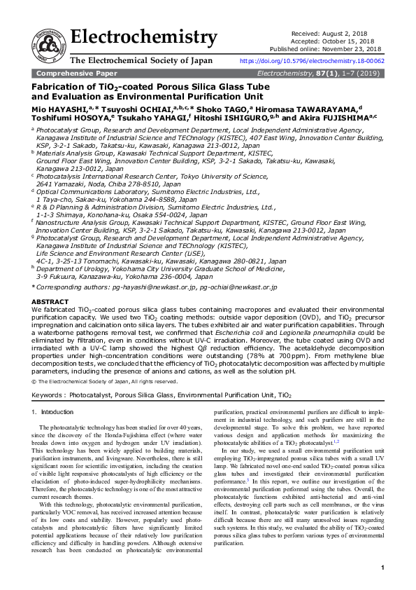 (PDF) Fabrication of TiO 2 -coated Porous Silica Glass Tube and ...