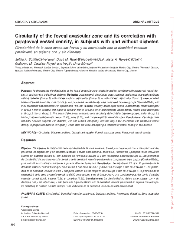 (PDF) Circularity of the foveal avascular zone and its correlation with ...