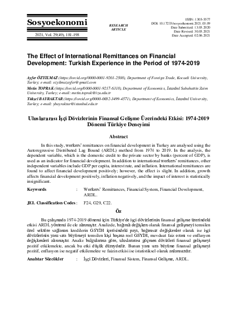 (PDF) A047 Effects of International Remittances on Financial Development