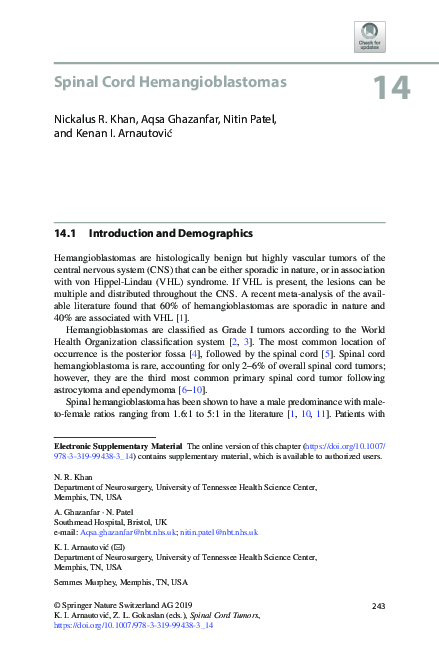(PDF) Spinal Cord Hemangioblastomas
