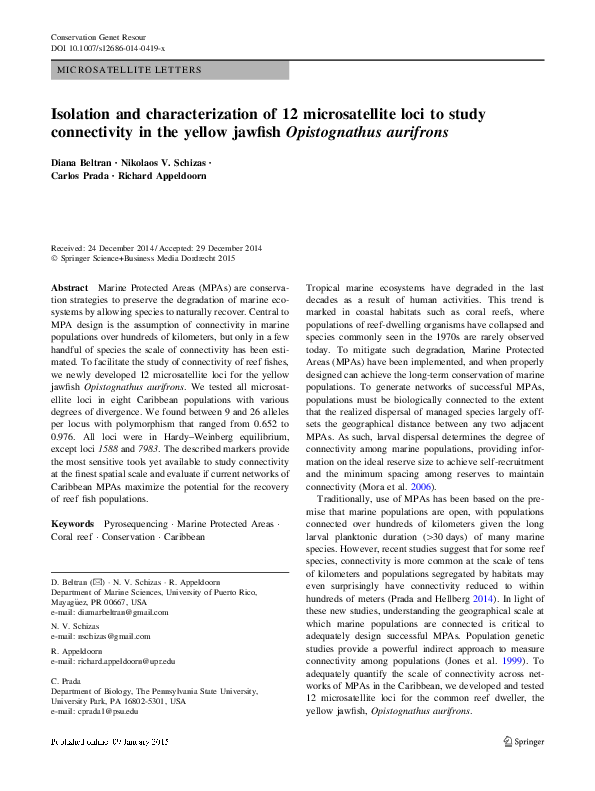 (PDF) Isolation and characterization of 12 microsatellite loci for the ...