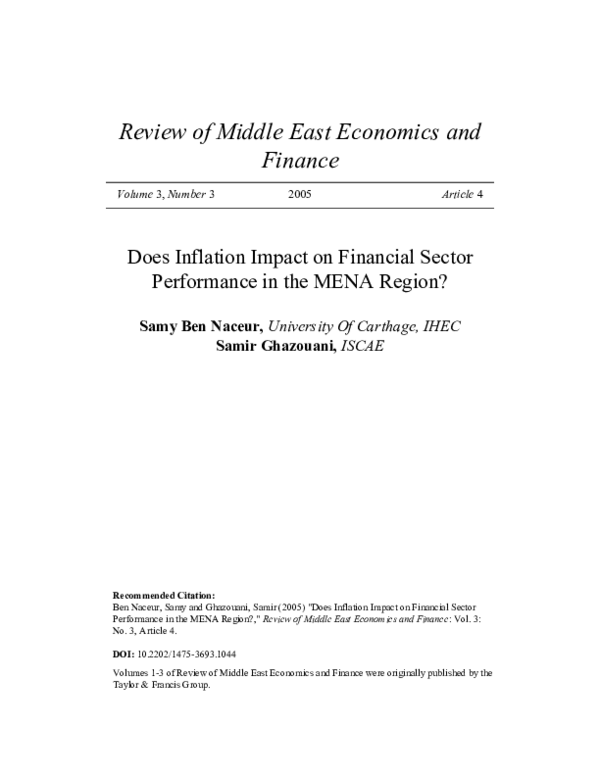 (PDF) Does Inflation Impact on Financial Sector Performance in the MENA ...