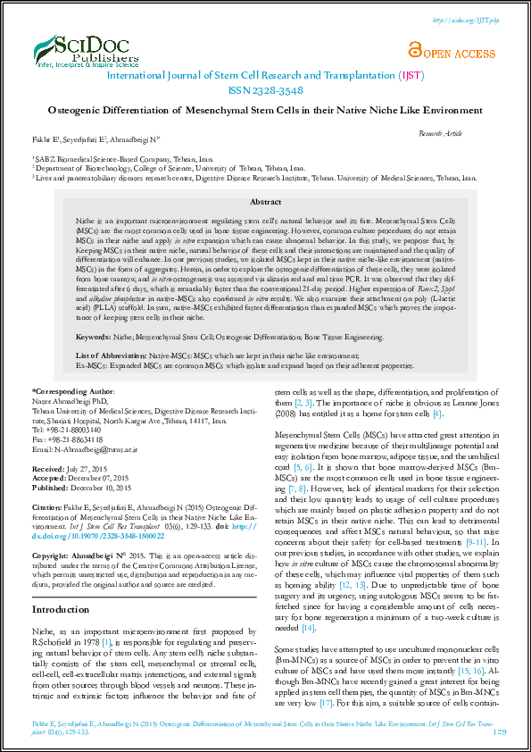 (PDF) Osteogenic Differentiation of Mesenchymal Stem Cells in their ...