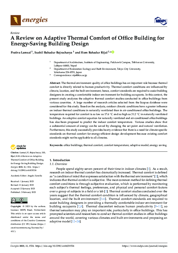 (PDF) A Review on Adaptive Thermal Comfort of Office Building for ...