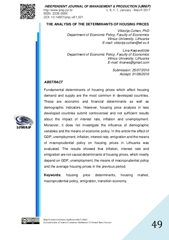 (PDF) The analysis of the determinants of housing prices