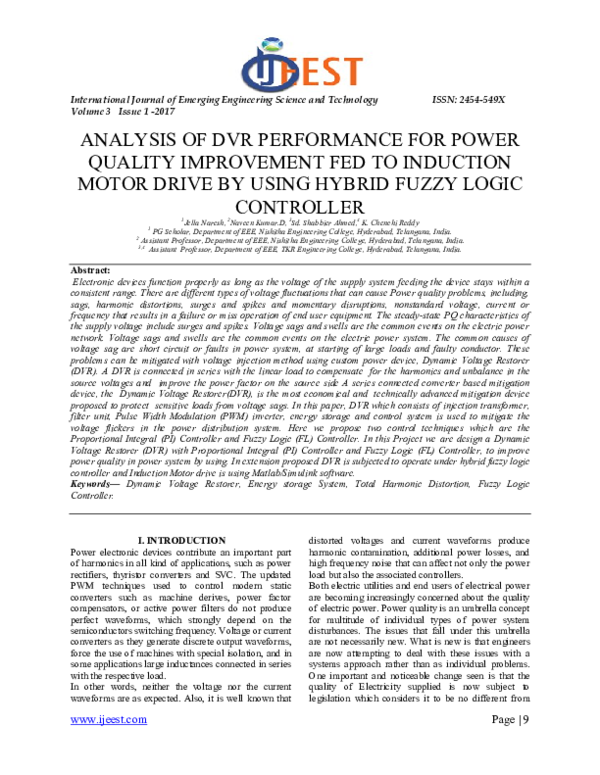 (PDF) Analysis of DVR Performance for Power Quality Improvement Fed to ...