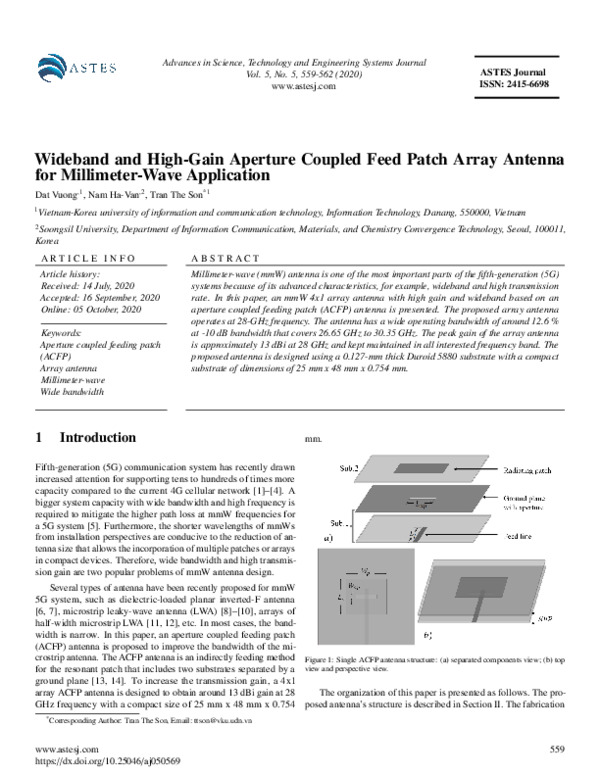 (PDF) Wideband and High-Gain Aperture Coupled Feed Patch Array Antenna ...