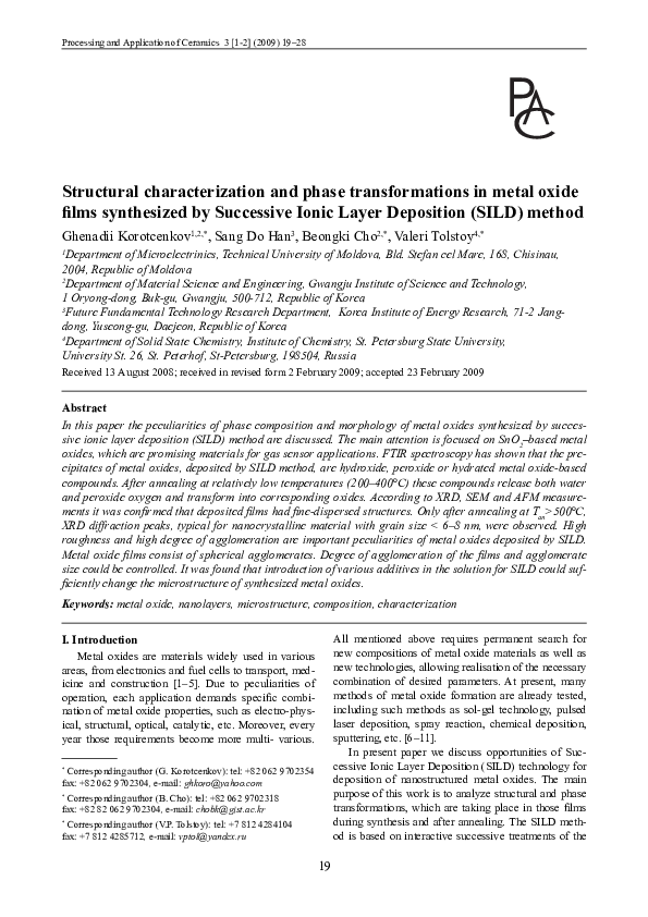 (PDF) Structural characterization and phase transformations in metal ...