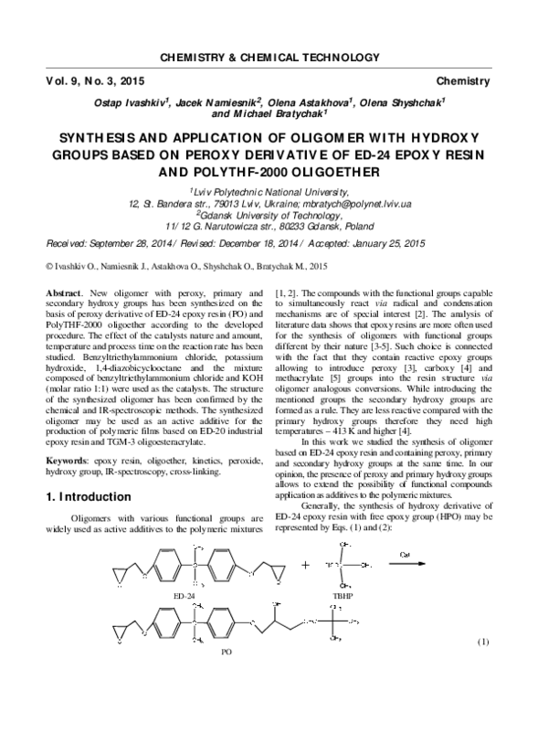 (PDF) Synthesis and Application of Oligomer with Hydroxy Groups based ...