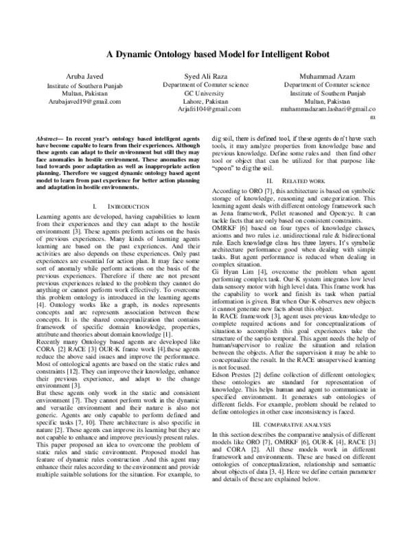 (PDF) A Dynamic Ontology based Model for Intelligent Robot