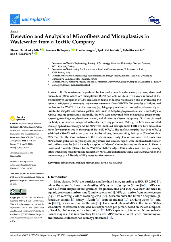 (PDF) Detection and Analysis of Microfibers and Microplastics in ...