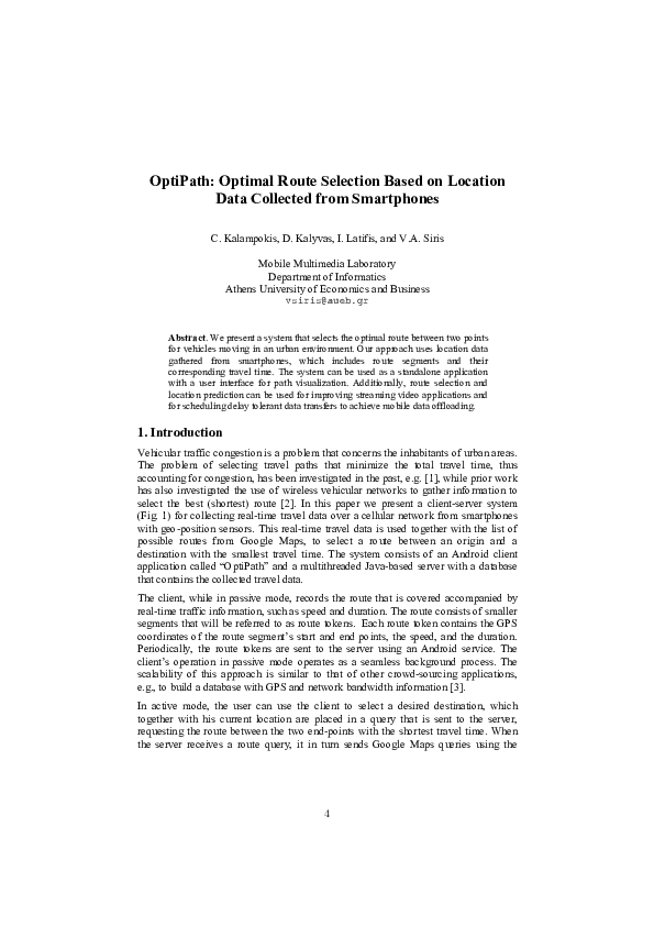 (PDF) OptiPath: Optimal Route Selection Based on Location Data ...