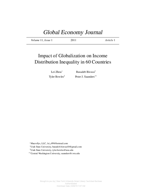 (PDF) The Impact of Globalization on Income Distribution: The Case of ...