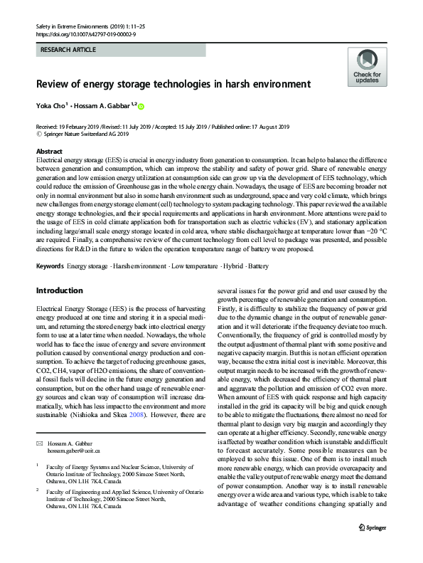 (PDF) The Impact of Energy Storage Technologies on the Environment