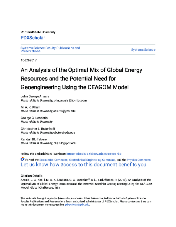 (PDF) An Analysis of the Optimal Mix of Global Energy Resources and the ...