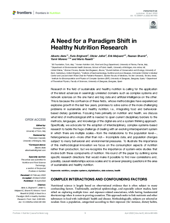 (PDF) A Need for a Paradigm Shift in Healthy Nutrition Research