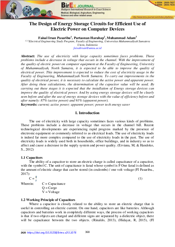 (PDF) Design of Energy Storage Circuits for Efficiency of Electric ...