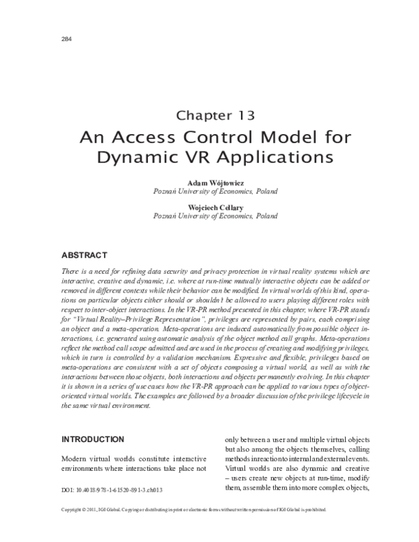 (PDF) An Access Control Model for Dynamic VR Applications