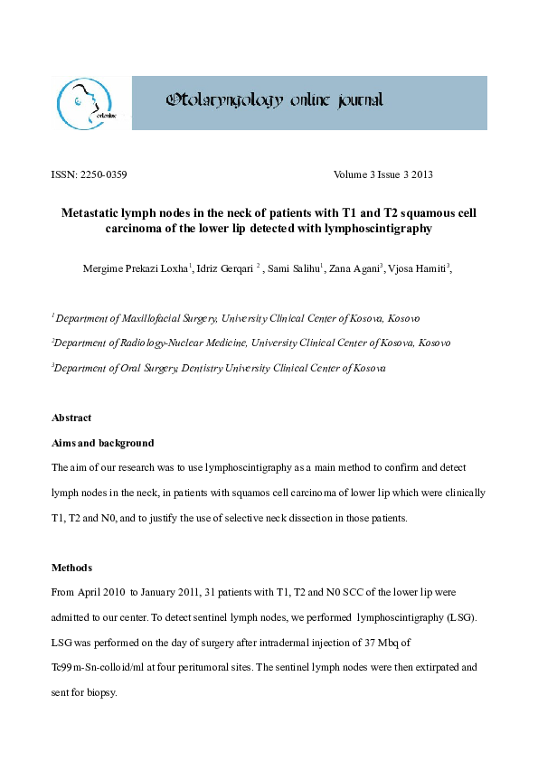 (PDF) Metastatic lymph nodes in the neck of patients with T1 and T2 ...