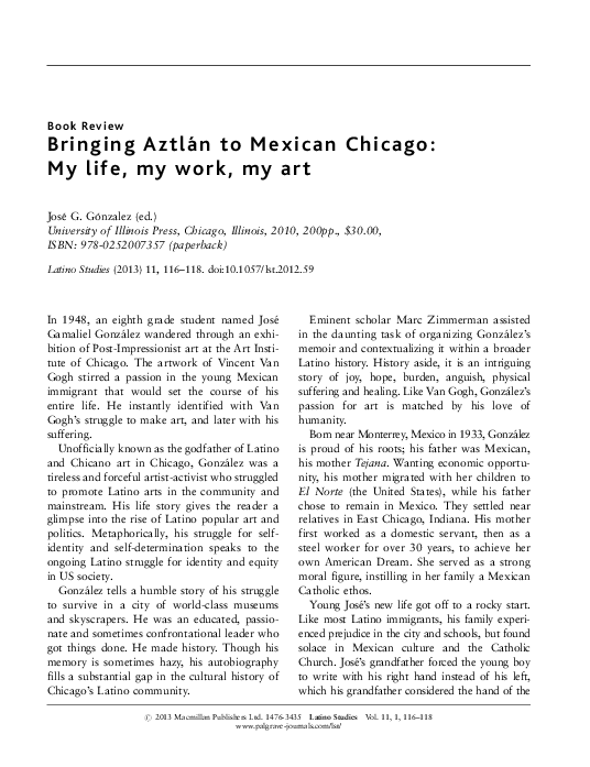 (PDF) Bringing Aztlán to Mexican Chicago: My life, my work, my art ...