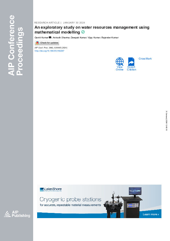 (PDF) An exploratory study on water resources management using ...