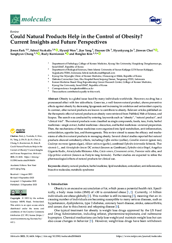 (PDF) Could Natural Products Help in the Control of Obesity? Current ...